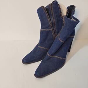 Vintage Chilis Booties Denim‎ /Leather Size 6 M Western-Boho